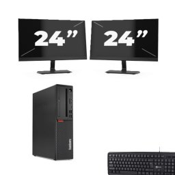 Lenovo ThinkCentre M720s SFF - Intel Core i5-9e Generatie - 8GB RAM - 256GB SSD - Windows 11 + 2x 24 inch Monitor