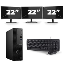 Dell OptiPlex 3080 Micro USFF - Intel Core i5-10e Generatie - 8GB RAM - 256GB SSD - Windows 11 + 3x 22 inch Monitor