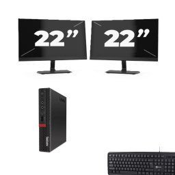 Lenovo ThinkCentre M720q USFF - Intel Core i5-8e Generatie - 8GB RAM - 256GB SSD - Windows 11 + 2x 22 inch Monitor