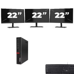 Lenovo ThinkCentre M720q USFF - Intel Core i5-8e Generatie - 8GB RAM - 256GB SSD - Windows 11 + 3x 22 inch Monitor