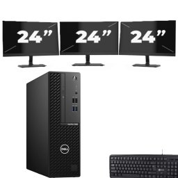 Dell OptiPlex 3080 SFF - Intel Core i7-10e Generatie - 8GB RAM - 256GB SSD - Windows 11 + 3x 24 inch Monitor