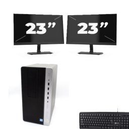 HP ProDesk 600 G4 Micro Tower - Intel Core i7-8e Generatie - 8GB RAM - 256GB SSD - Windows 11 + 2x 23 inch Monitor
