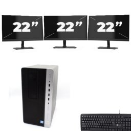 HP ProDesk 600 G4 Micro Tower - Intel Core i7-8e Generatie - 8GB RAM - 256GB SSD - Windows 11 + 3x 22 inch Monitor