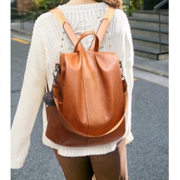 Castillo Gloria Anti-Diefstal Rugzak - Dames Rugtas - Schoudertas - Vegan Leer - Cognac