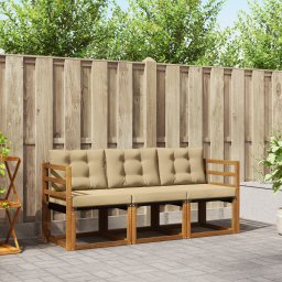 vidaXL Buiten bankenset 3 st Natuurlijk en Beige