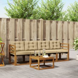 vidaXL Buiten bankenset 5 st Natuurlijk en Beige