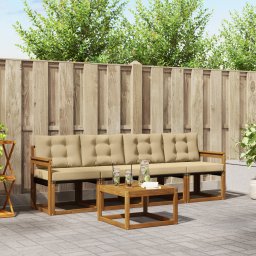 vidaXL Buiten bankenset 5 st Natuurlijk en Beige