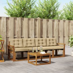 vidaXL Buiten bankenset 5 st Natuurlijk en Beige