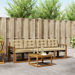 vidaXL Buiten bankenset 5 st Natuurlijk en Beige