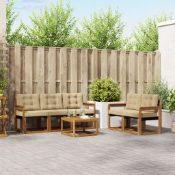 vidaXL Buiten bankenset 6 st Natuurlijk en Beige