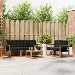 vidaXL Buiten bankenset 6 st Natuurlijk en Zwart