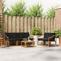 vidaXL Buiten bankenset 6 st Natuurlijk en Zwart