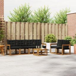 vidaXL Buiten bankenset 7 st Natuurlijk en Zwart