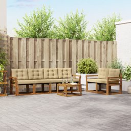 vidaXL Buiten bankenset 7 st Natuurlijk en Beige