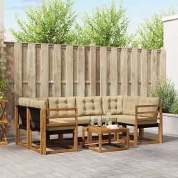 vidaXL Buiten bankenset 7 st Natuurlijk en Beige