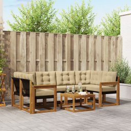 vidaXL Buiten bankenset 7 st Natuurlijk en Beige