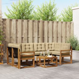 vidaXL Buiten bankenset 7 st Natuurlijk en Beige