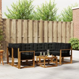 vidaXL Buiten bankenset 7 st Natuurlijk en Zwart