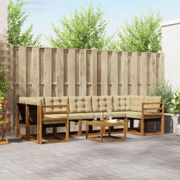 vidaXL Buiten bankenset 8 st Natuurlijk en Beige