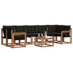 vidaXL Buiten bankenset 8 st Naturel en Zwart 59 x 59 x 37 cm