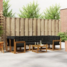 vidaXL Buiten bankenset 8 st Natuurlijk en Zwart