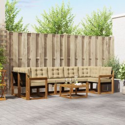 vidaXL Buiten bankenset 8 st Natuurlijk en Beige