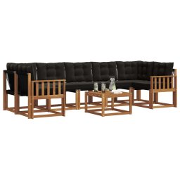 vidaXL Buiten bankenset 8 st Naturel en Zwart 59 x 59 x 37 cm