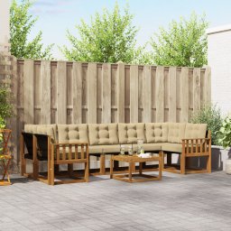 vidaXL Buiten bankenset 8 st Natuurlijk en Beige