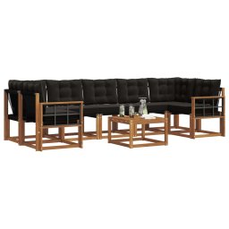 vidaXL Buiten bankenset 8 st Naturel en Zwart 59 x 59 x 37 cm