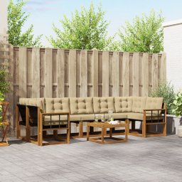 vidaXL Buiten bankenset 8 st Natuurlijk en Beige