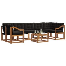 vidaXL Buiten bankenset 8 st Naturel en Zwart 59 x 59 x 37 cm