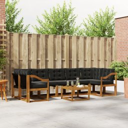 vidaXL Buiten bankenset 8 st Natuurlijk en Zwart