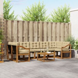 vidaXL Buiten bankenset 8 st Natuurlijk en Beige