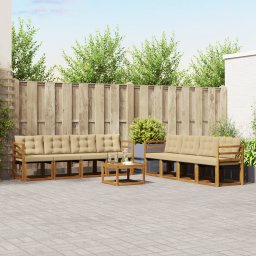 vidaXL Buiten bankenset 9 st Natuurlijk en Beige