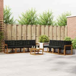 vidaXL Buiten bankenset 9 st Natuurlijk en Zwart