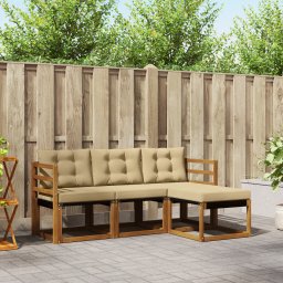 vidaXL Buiten bankenset 4 st Natuurlijk en Beige