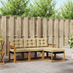 vidaXL Buiten bankenset 4 st Natuurlijk en Beige