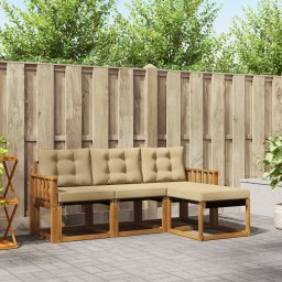 vidaXL Buiten bankenset 4 st Natuurlijk en Beige