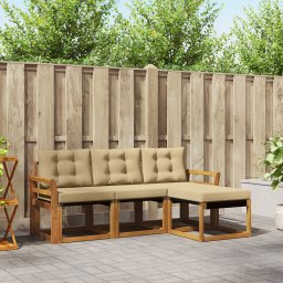 vidaXL Buiten bankenset 4 st Natuurlijk en Beige