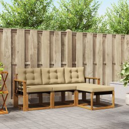 vidaXL Buiten bankenset 4 st Natuurlijk en Beige