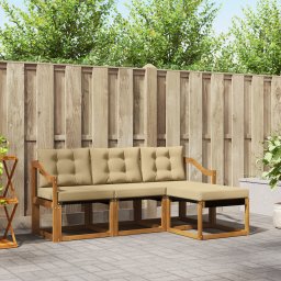 vidaXL Buiten bankenset 4 st Natuurlijk en Beige