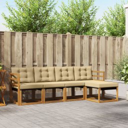 vidaXL Buiten bankenset 5 st Natuurlijk en Beige