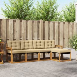 vidaXL Buiten bankenset 5 st Natuurlijk en Beige