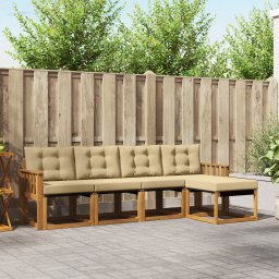 vidaXL Buiten bankenset 5 st Natuurlijk en Beige