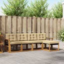 vidaXL Buiten bankenset 5 st Natuurlijk en Beige