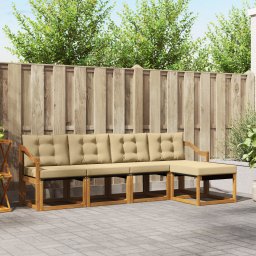 vidaXL Buiten bankenset 5 st Natuurlijk en Beige