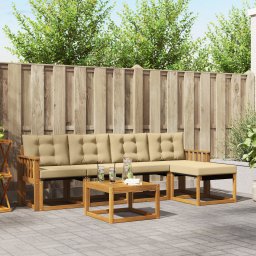 vidaXL Buiten bankenset 6 st Natuurlijk en Beige