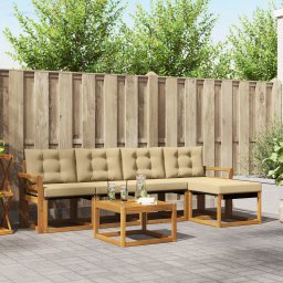 vidaXL Buiten bankenset 6 st Natuurlijk en Beige