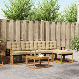 vidaXL Buiten bankenset 6 st Natuurlijk en Beige