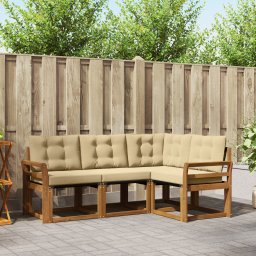 vidaXL Buiten bankenset 4 st Natuurlijk en Beige